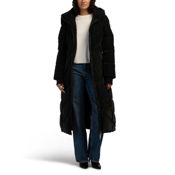 PAJAR Black Long Inverted Chevron Quilted Puffer Jacket - Picture 1 of 2